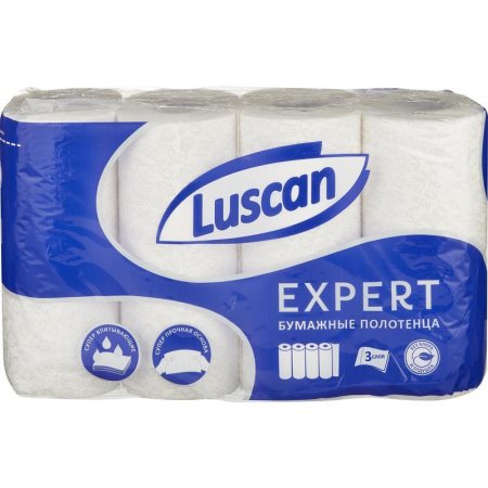 Полотенца бумажные Luscan Expert 3-слойные 4 рулона 11.25 метров