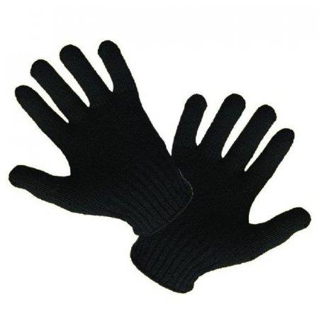 Перчатки защитные полушерстяные черные (5 нитей, 8 класс вязки,  универсальный размер, 100 пар в упаковке)