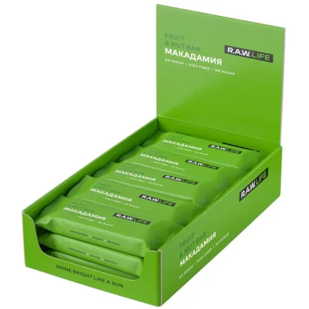 Батончик R.A.W.Life макадамия (15 батончиков по 47 г)