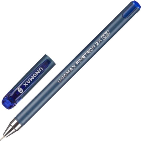 Ручка шариковая неавтоматическая Unomax Finetron 2x синяя (толщина линии  0.3 мм)