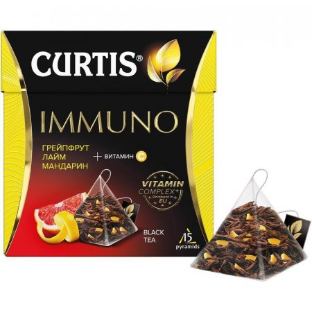Чай Curtis Immuno черный грейпфрут, лайм и мандарин 15  пакетиков-пирамидок