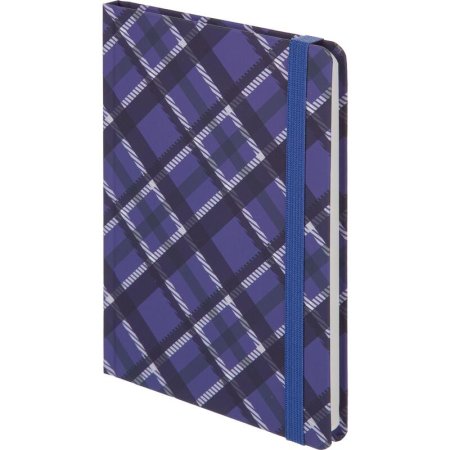 Ежедневник недатированный Attache Tartan 7БЦ Soft Touch А5 128 листов синий с  фиксирующей резинкой