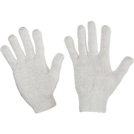 Перчатки рабочие защитные эконом трикотажные белые (4 нити, 10 класс,  универсальный размер, 300 пар в упаковке)