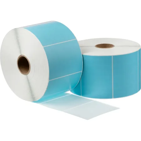 Термотрансферные этикетки Vellum 75x100 мм бумажные матовые синие  (диаметр втулки 40 мм, 4 рулона по 2000 этикеток)