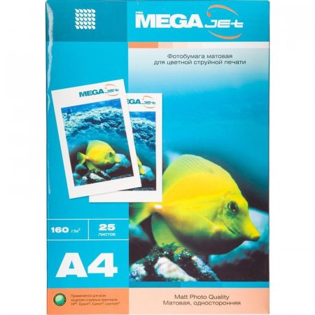 Фотобумага для цветной струйной печати ProMEGA jet односторонняя  (матовая, А4, 160 г/кв.м, 25 листов)