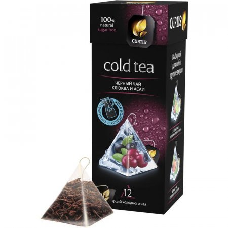 Чай Curtis Cold tea черный с клюквой и асайей 12 пакетиков-пирамидок