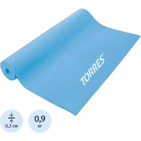 Коврик для фитнеса и йоги Torres Basis 3 172x60x0.3 см голубой