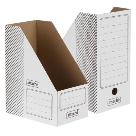 Лоток вертикальный для бумаг 150 мм Attache картонный белый (2 штуки в  упаковке)