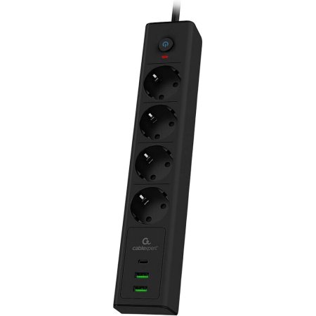 Сетевой фильтр Cablexpert Exnovo на 4 розетки 2 метра + 2 USB  (EXN-4-CU2-B-2)