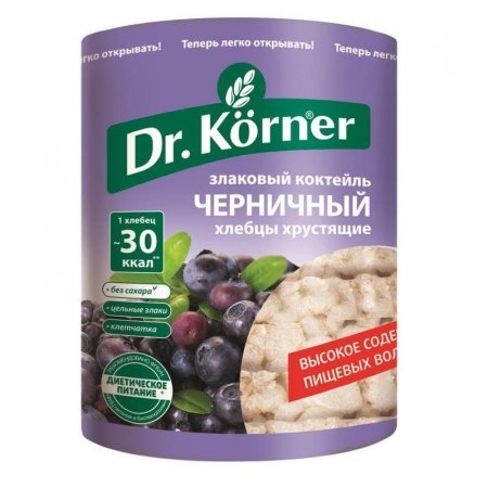 Хлебцы Dr.Korner Злаковый коктейль черничный пшеничные 100 г