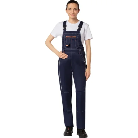 Полукомбинезон рабочий летний женский л34-ПК со светоотражающим кантом  синий/васильковый (размер 64-66, рост 182-188)