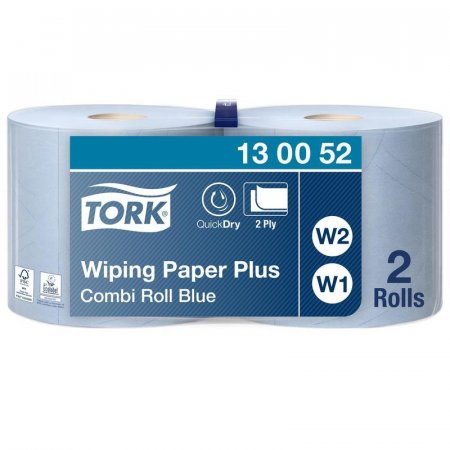 Протирочная бумага в рулонах Tork W1/W2 2-слойная (голубая, 2 рулона по 255 метров)