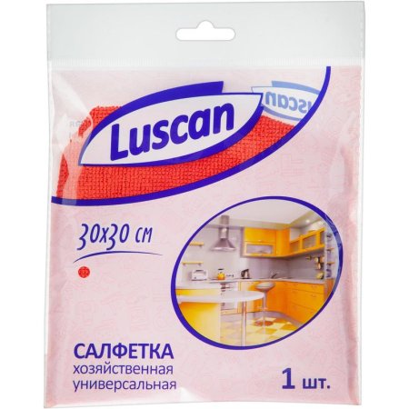 Салфетка хозяйственная Luscan микрофибра 30х30 см 200 г/кв.м красная