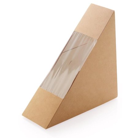 Контейнер бумажный OSQ Sandwich 50 131х131х51 мм, крафт с окном 700 штук  в упаковке