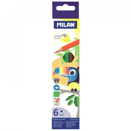 Карандаши цветные Milan 6 цветов шестигранные