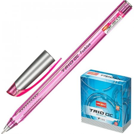 Ручка шариковая одноразовая неавтоматическая масляная Unimax Trio DC Fashion розовая (толщина линии 0.7 мм)