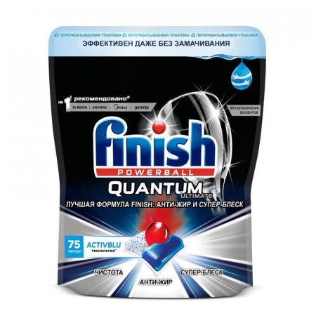 Таблетки для посудомоечных машин Finish Quantum Ultimate (75 штук в  упаковке)
