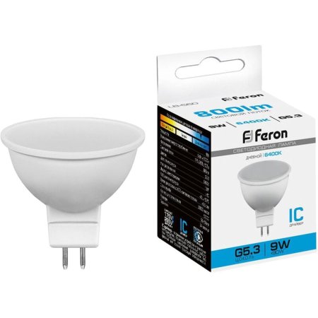 Лампа светодиодная Feron LB-560 9 Вт G5.3 MR16 6400 К 800 Лм (25841)