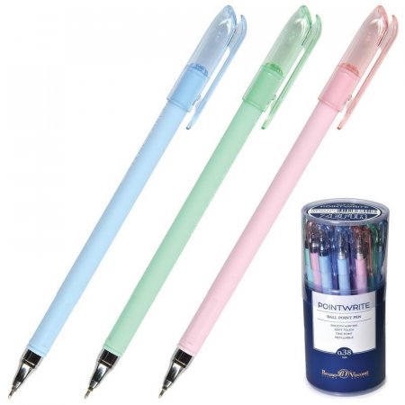 Ручка шариковая неавтоматическая Bruno Visconti PointWrite Zefir синяя (корпус в ассортименте, толщина линии 0.38 мм)