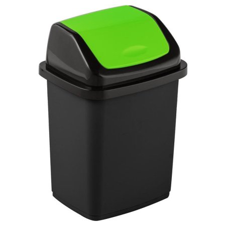 Контейнер для мусора Элластик-Пласт Комфорт 10 л пластик черный/зеленый  (19.2х24.2х27.2 см)