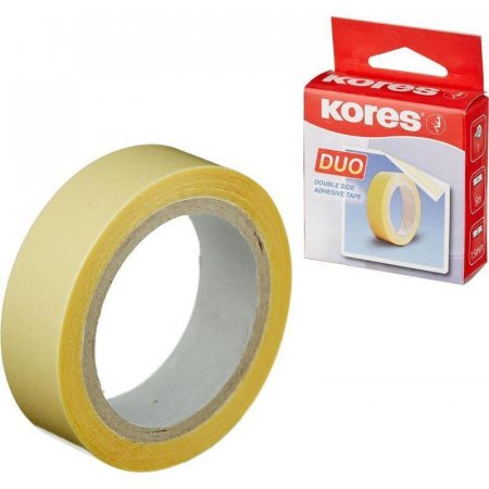 Клейкая лента канцелярская Kores двухсторонняя прозрачная 15 мм x 5 м
