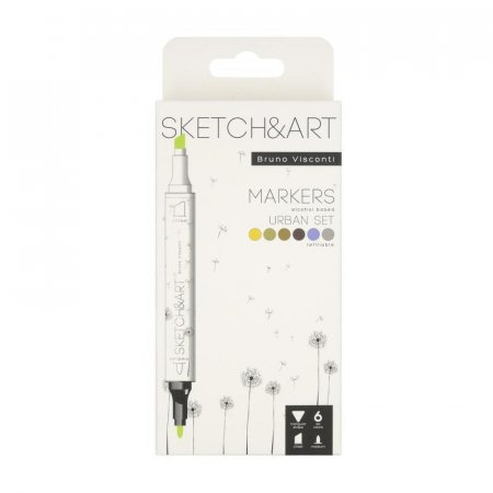 Набор маркеров Sketch&Art Архитектура двухсторонних 6 цветов (толщина линии 3 мм)
