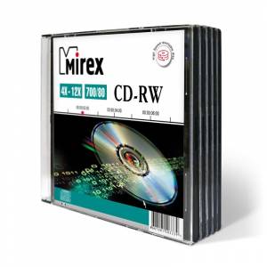 Диск CD-RW Mirex 0,7 GB 12x (5 штук в упаковке)
