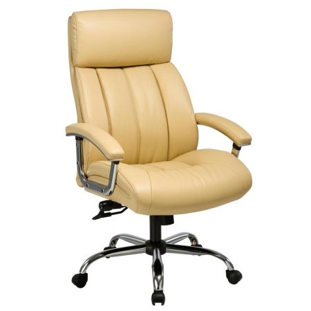 Кресло для руководителя Easy Chair CS-8822E-1 бежевое (натуральная кожа с компаньоном, металл)