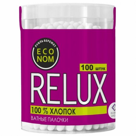 Палочки ватные Relux 100 штук в упаковке (стакан)
