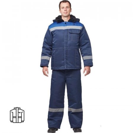Куртка рабочая зимняя мужская з32-КУ с СОП синяя/васильковая из смесовой  ткани (размер 60-62, рост 170-176)