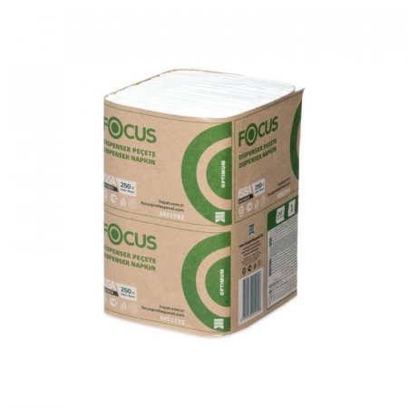 Салфетки бумажные Focus Optimum N2 24x18 см белые 1-слойные 18 пачек по  250 листов