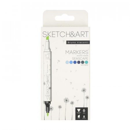 Набор маркеров Sketch&Art Морской пейзаж двухсторонних 6 цветов (толщина линии 3 мм)