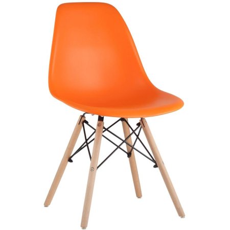 Стул для столовых Eames оранжевый (пластик, металл/дерево)