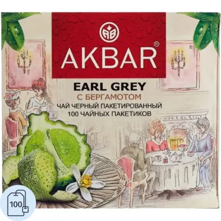 Чай чёрный Akbar Earl Grey 100 пакетиков (бергамот) Чай чёрный Akbar Earl Grey 100 пакетиков (бергамот)