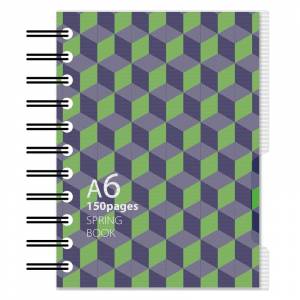 Бизнес-тетрадь Attache Selection Spring Book A6 150 листов синяя/зеленая в клетку на спирали (135х144 мм)