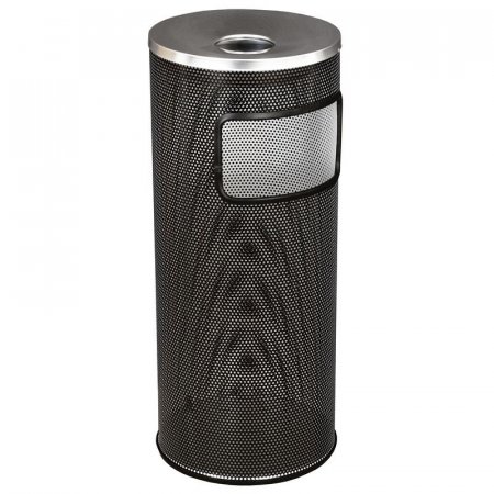 Урна-пепельница перфорированная 30 л металлическая черная/хромированная