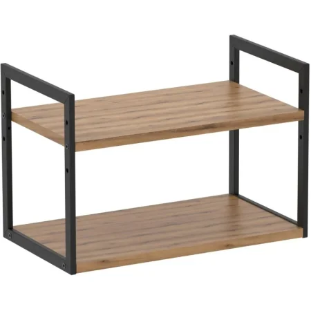 Полка настенная/настольная Комус Онега-6 чёрный муар/дуб вотан  450х250х300 мм