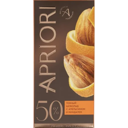 Шоколад Apriori темный с апельсином и миндалем 85г