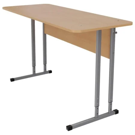 Стол ученический двухместный с закругленными углами (бук/серый, рост  2-4)