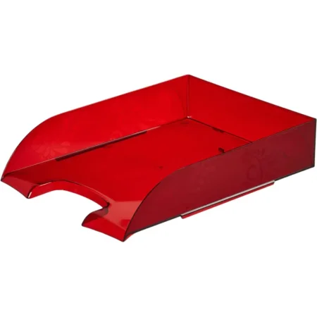 Лоток горизонтальный для бумаг Комус Русская серия пластиковый красный