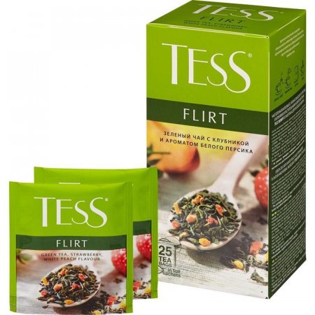 Чай Tess Flirt зеленый с клубникой 25 пакетиков