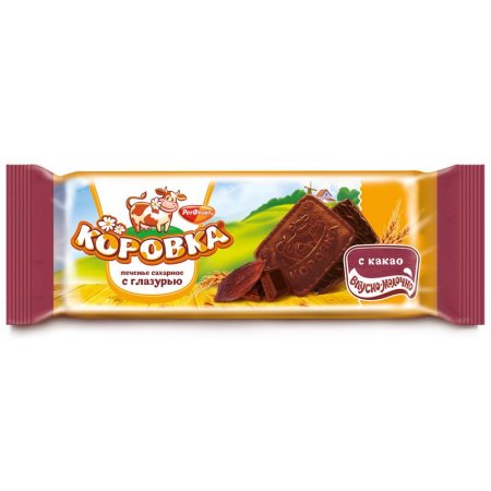 Печенье сахарное Коровка с какао и глазурью (30 упаковок по 115 г)