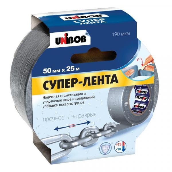 Клейкая лента армированная Unibob 50 мм x 25 м 190 мкм серая