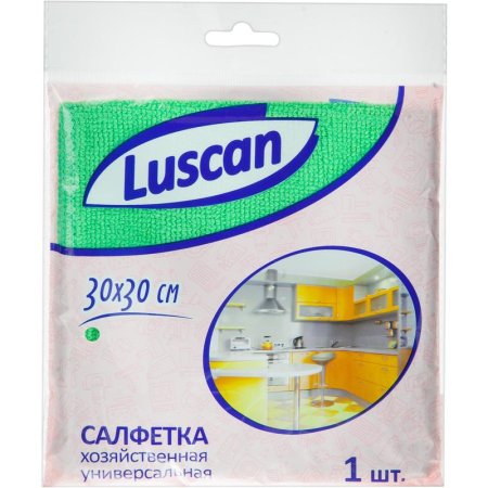 Салфетка хозяйственная Luscan микрофибра 30х30 см 200 г/кв.м зеленая