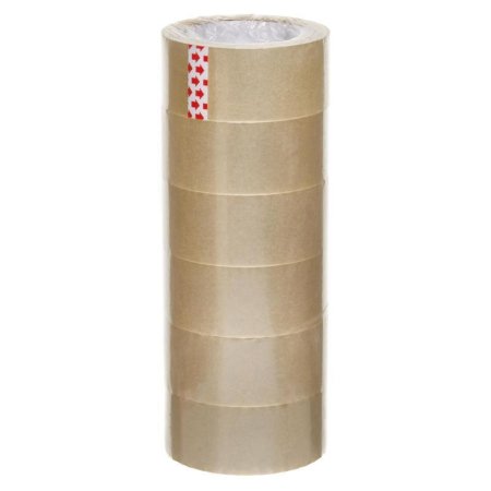 Клейкая лента упаковочная 48 мм x 100 м 45 мкм прозрачная (6 штук в  упаковке)