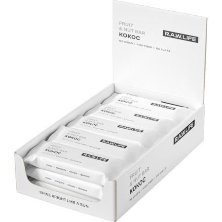 Батончик R.A.W.Life кокос (15 батончиков по 47 г)