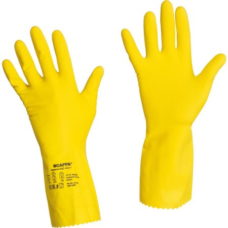 Перчатки КЩС латексные Scaffa Луч Cem L40 желтые (размер 9)