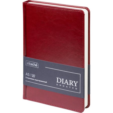 Ежедневник недатированный Attache искусственная кожа тиснение А5 160  листов бордовый