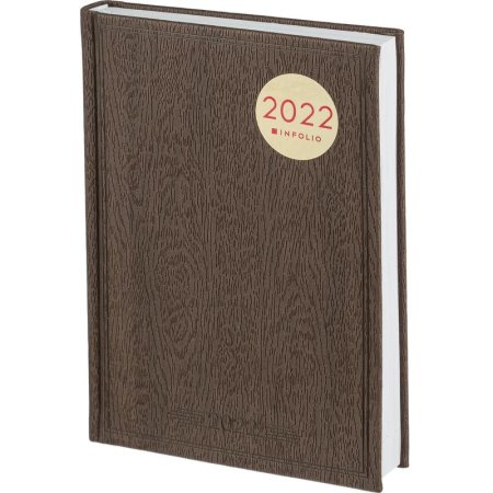Ежедневник датированный 2022 год Infolio Wood искусственная кожа А5 176 листов темно-коричневый