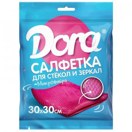 Салфетка хозяйственная Dora микрофибра 30х30 см 200 г/кв.м розовая